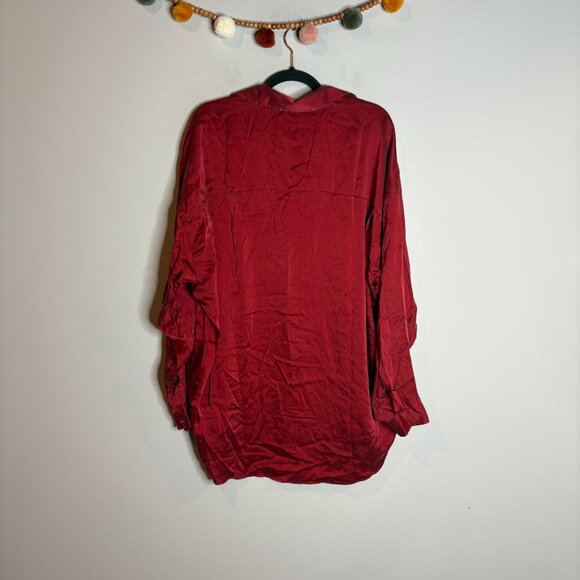 Skims deep red silk oversized pajama tunic shirt - Picture 5 of 5